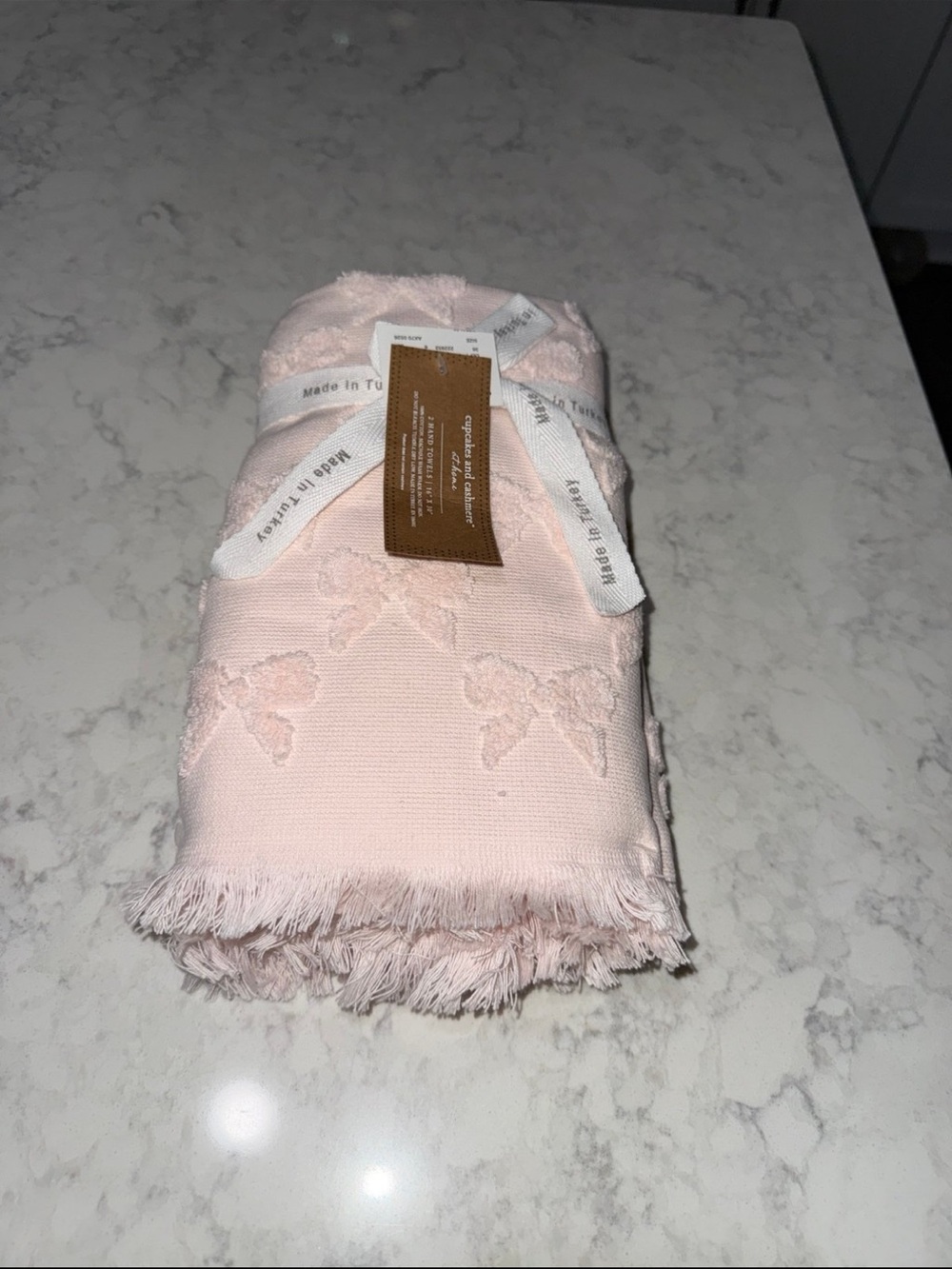 New Cupcakes and Cashmere Pink Bow Hand Towels